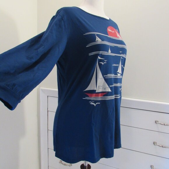 Blue Platypus Cotton Sailboat 3/4 Sleeve Tee Size XL - Picture 7 of 14